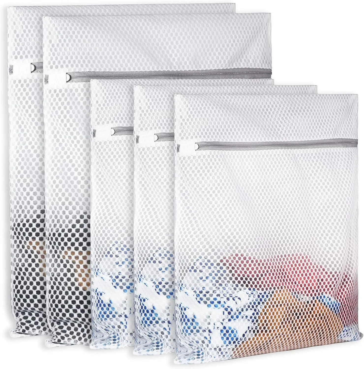 Extra Large Honeycomb Mesh Laundry Bag125gsm Net Fabric Durable and Reusable Delicate Wash Bag,Travel Organization Bag for Lingerie,Clothes,Jeans,Bath Towel,Sock (2Large, 3Medium)
