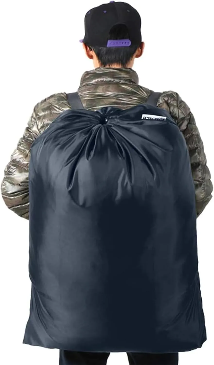 Extra Large Laundry Bag Backpack, 27” x 34”Sturdy Laundry Bag with Shoulder Straps Drawstring Closure Heavy Duty Foldable Backpack for College, Travel, Laundromat, Apartment (Navy | 2 Pack)