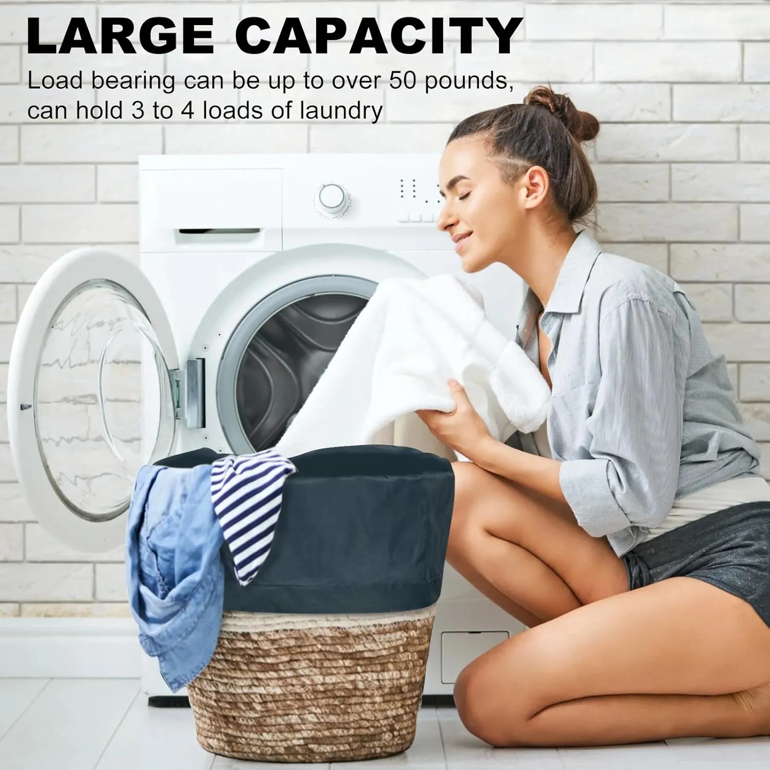 Extra Large Laundry Bag Backpack, 27” x 34”Sturdy Laundry Bag with Shoulder Straps Drawstring Closure Heavy Duty Foldable Backpack for College, Travel, Laundromat, Apartment (Navy | 2 Pack)