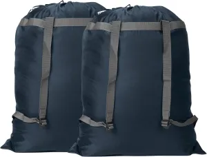 Extra Large Laundry Bag Backpack, 27” x 34”Sturdy Laundry Bag with Shoulder Straps Drawstring Closure Heavy Duty Foldable Backpack for College, Travel, Laundromat, Apartment (Navy | 2 Pack)