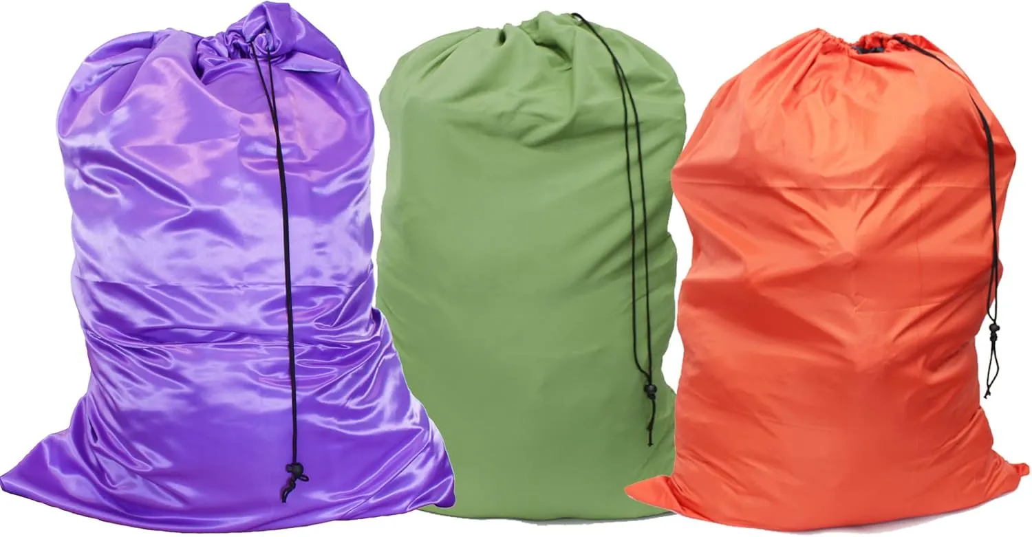 Extra Large Laundry Bag Travel Laundry Bags with Drawstring Closure, Large Dirty Clothes Bag 30"x40" Fit a Laundry Basket or Clothes Hamper for college, dorm and apartment dwellers 3 Pack Mixed Color