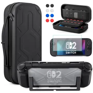 FANPL Case Bundle for Nintendo Switch 2 (2025) Accessories, Carrying Case for Switch 2 and Joy Con Controller with Hard Protective Cover and Screen protector, 8 Thumb Grips, Mecha Style Design