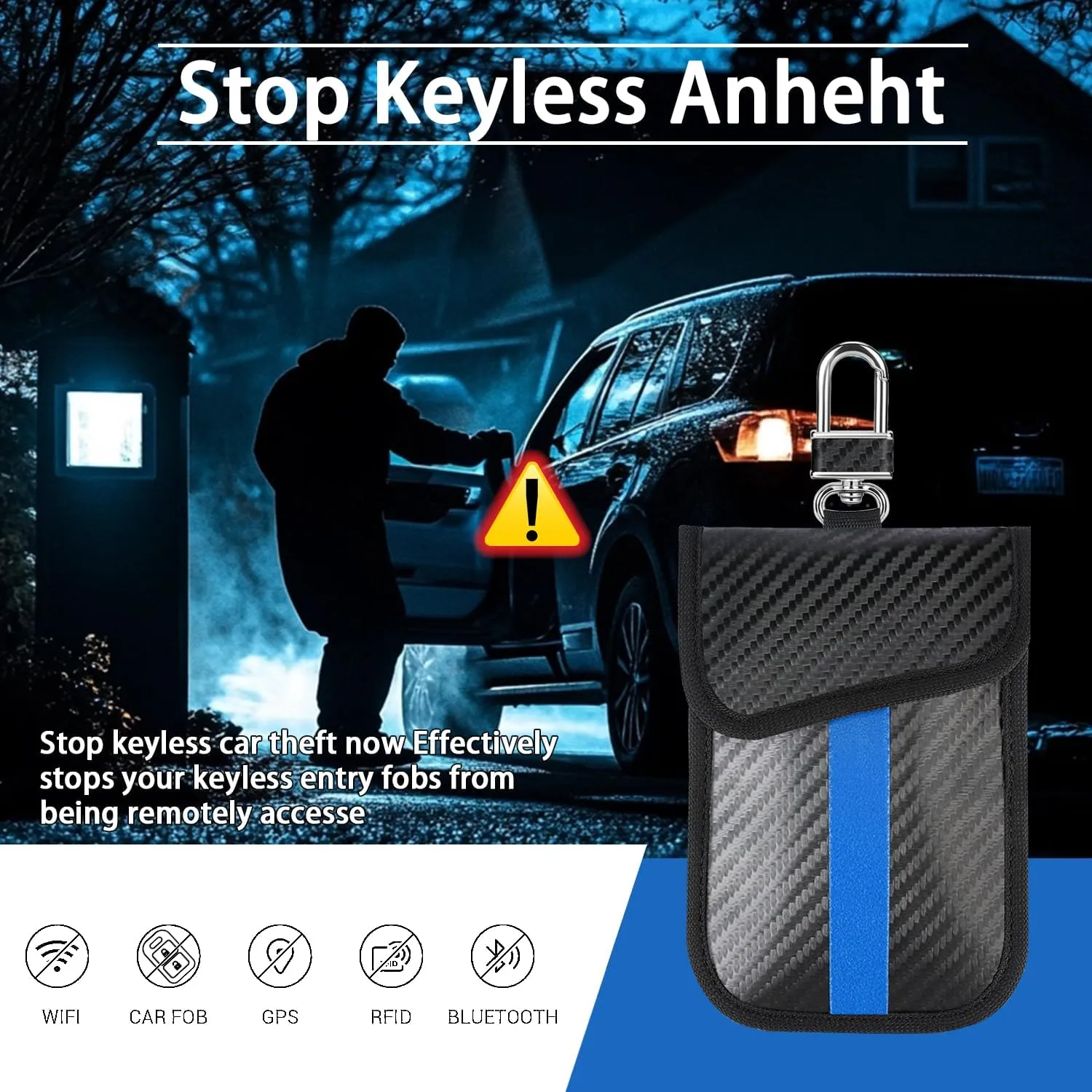 Faraday Bag for Key Fob, Anti-Theft Key fob Protector Signal Blocking Fits Most Keyfobs for All Cars From EU, America and Asia, Pack of 2