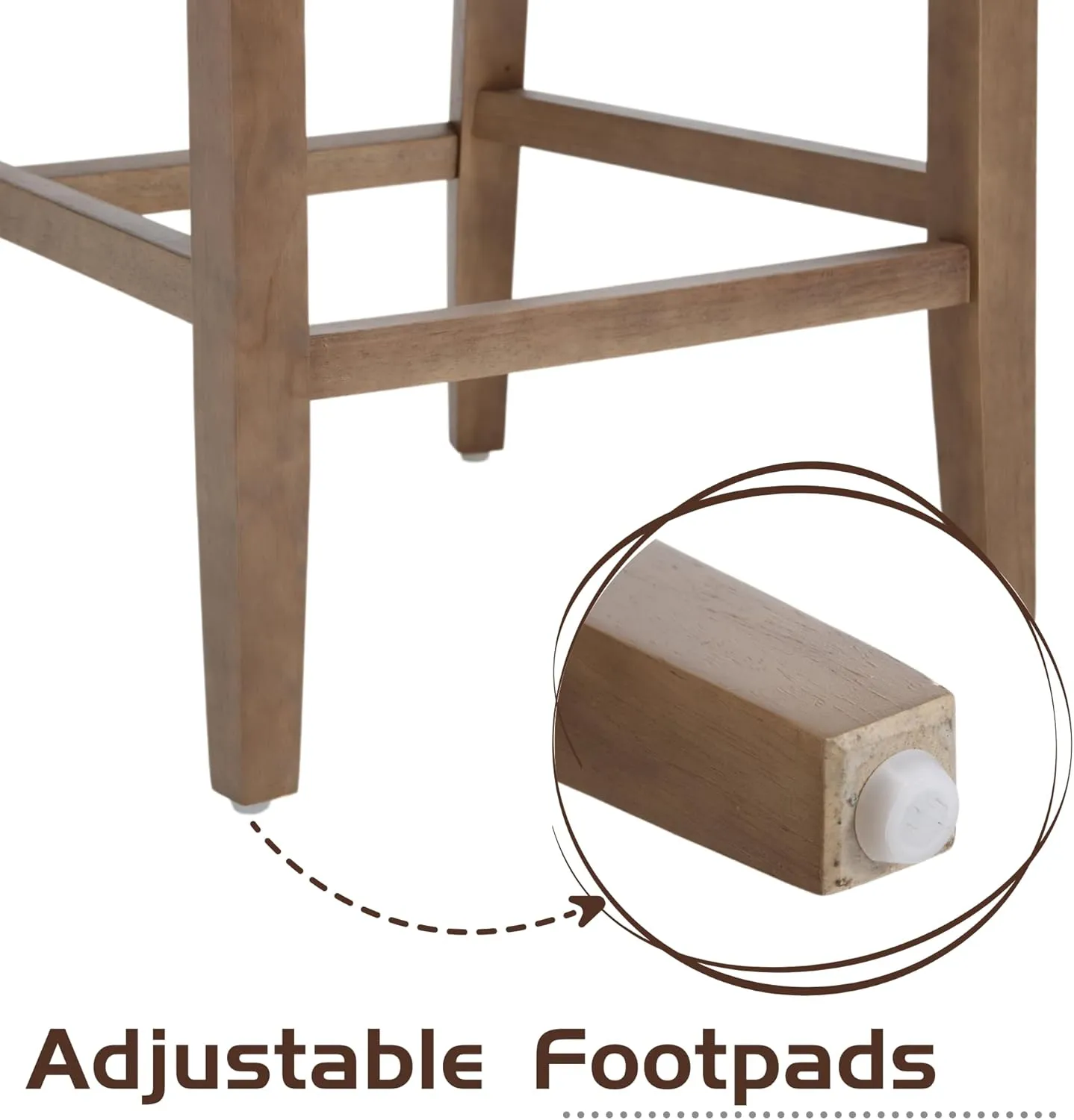 Farmhouse Bar Stools Set of 4, 26" Counter Height Barstools, Linen Upholstered Barstools with Open Back for Kitchen Island/Breakfast Bar/Home Pub, Beige