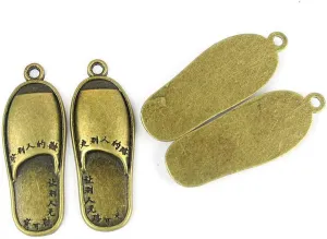 Fashion Jewelry Making Charms Findings Arts Crafts Beading Antique Bronze Tone 35279 Slippers