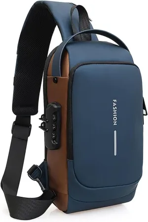 Fashion New Carbon Fiber Streamline Anti-Theft Sling Bag,Crossbody Shoulder Bag with USB Charging Port,For Sports Travel