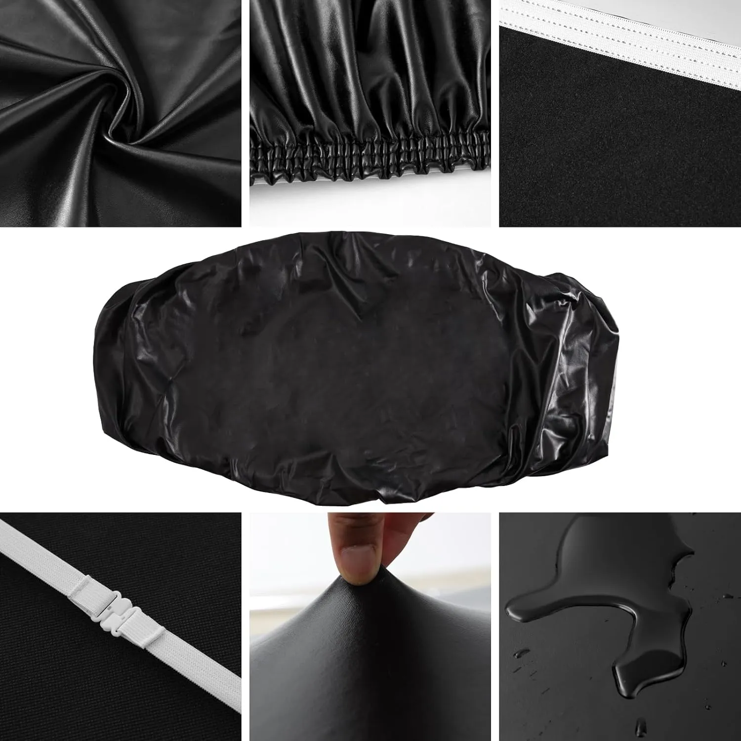 Faux Leather Dining Bench Cover - Anti-Dust Waterproof Bench Slipcover Stretch Seat Cushion Protector for Bedroom, Kitchen, Hotel, Banquet (Pu Black)