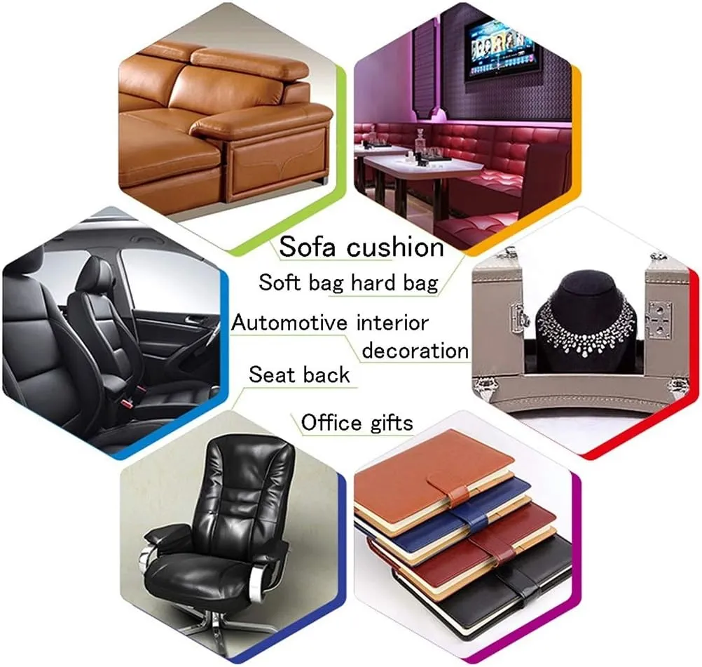 Faux Leather Fabric Leatherette，PVC Double-Sided Handbag for Sewing Upholstery 160CM Width(White,1.6X0.5m)