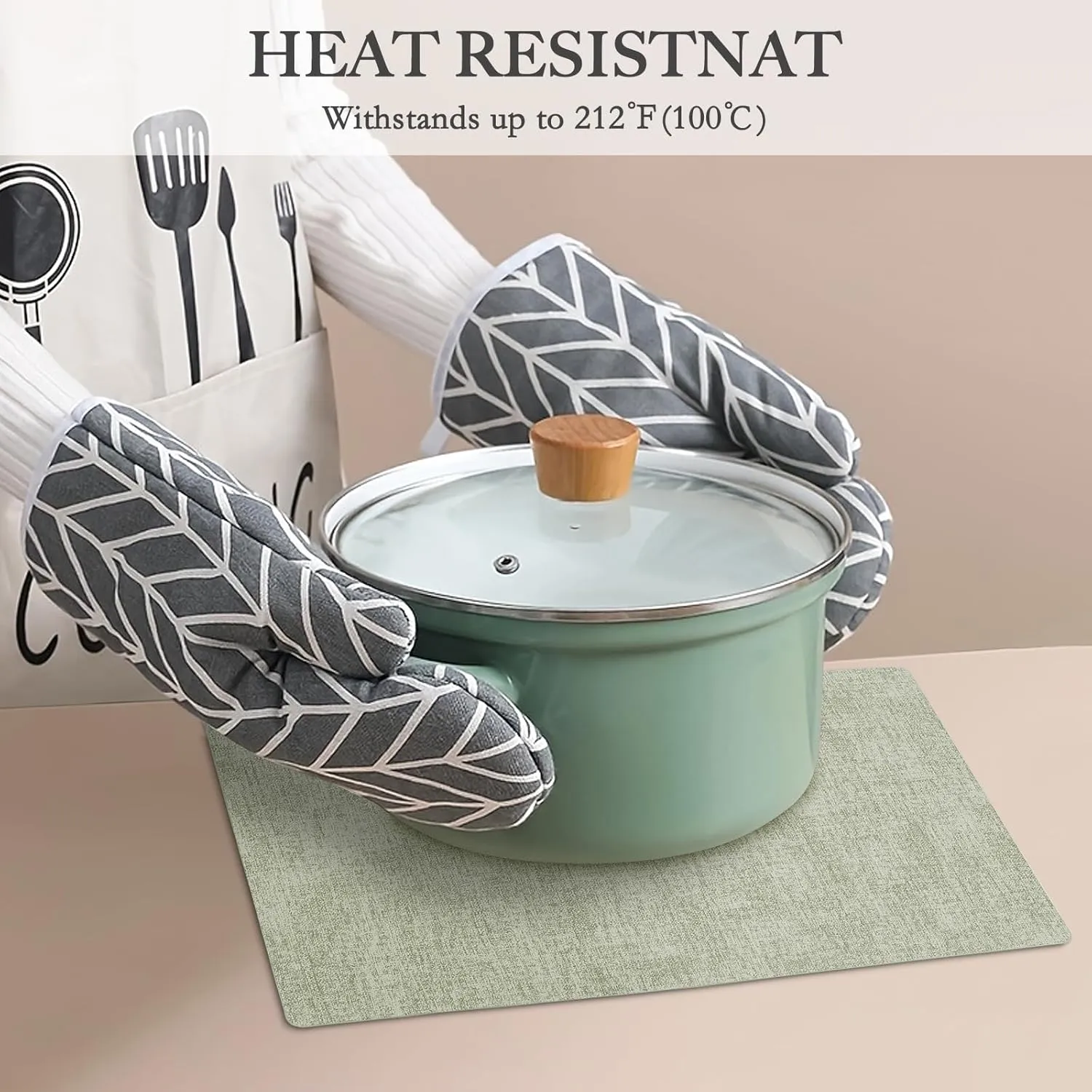 Faux Leather Heat Resistant Placemats Set of 8 – Waterproof Oilproof Wipeable Dining PU Vinyl Place Mat Easy Clean Table Mats for Kitchen/Dining/Party/Holiday, Grass Green