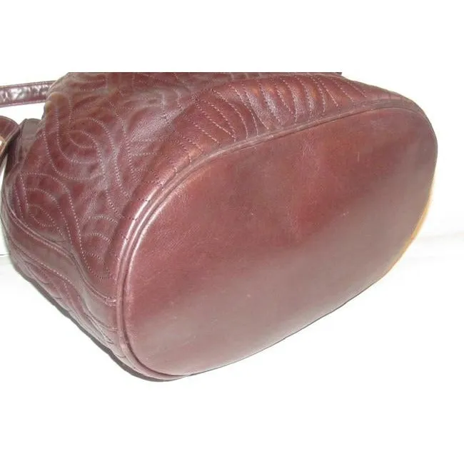Fendi Brown Quilted Pasta Design Leather Bucket Bag