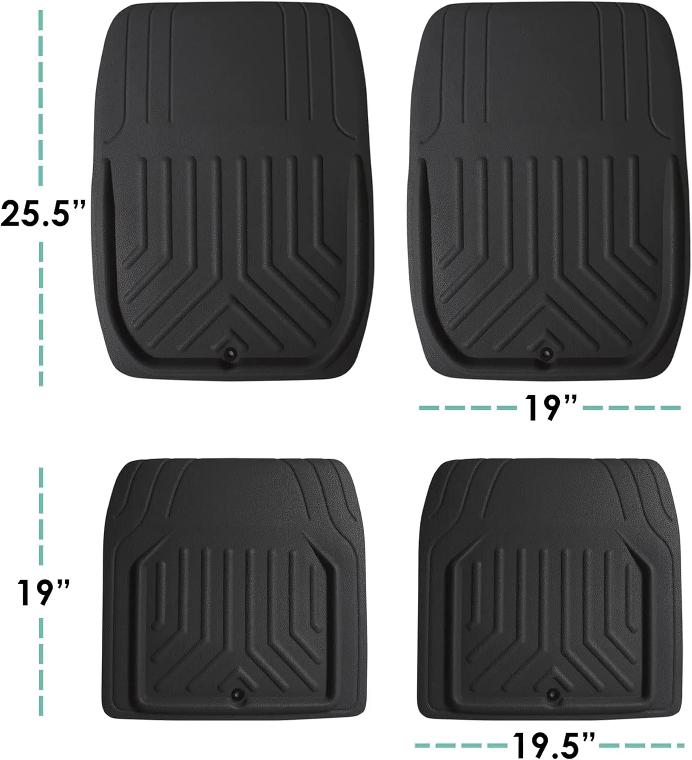 FH Group Automotive Floor Mats - Faux Leather Deep Dish Floor Mats, Trim-to-Fit Floor Mats for Cars, Universal Fit Floor Mats Full Set, Car Mats for Most Sedan, SUV, Truck Floor Mats Black