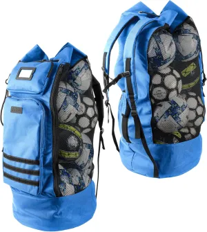 Fitdom Heavy Duty XL Soccer Mesh Equipment Ball Bag w/Adjustable Backpack Shoulder Strap Design for Coach. 2 Different Size Front Pockets for Sporting Accessories.