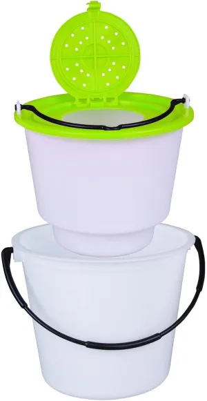 Flambeau Outdoors 6051BC 2-Piece 10 Qt. Minnow Bucket, Live Bait Fishing Storage, Lime Green/White