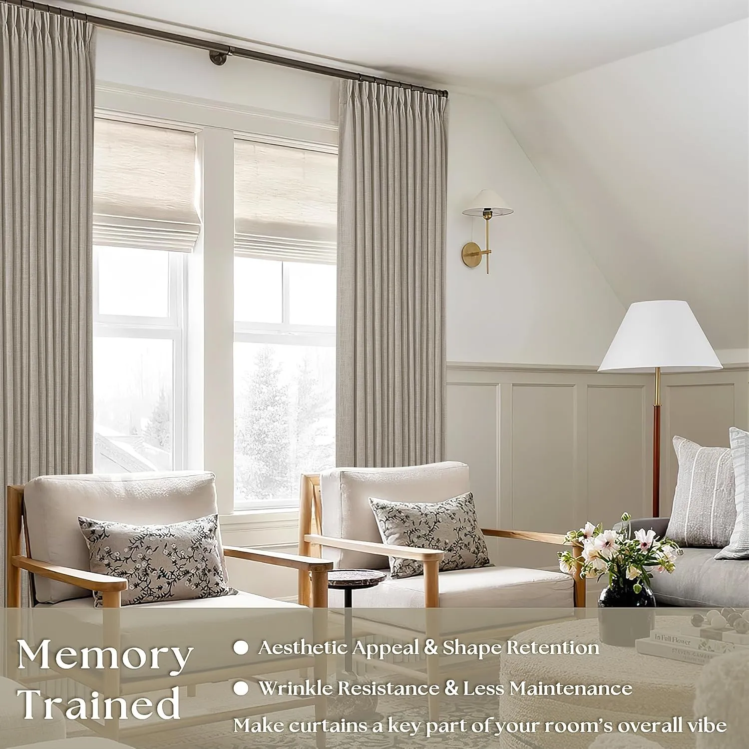 Flax Burlap 90 Inch Pinch Pleated Linen Curtains 2 Panel Set for Living Room Thick Linen Textured Drapes 90 Inches Long Pinch Pleat Drapes Semi Sheer Curtain for Dining Bedroom Office Dark Taupe