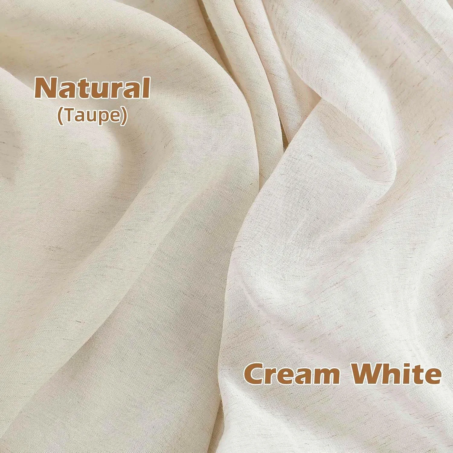 Flax Sheer Linen Curtains for Living Room 84inch Long Beige Natural Flax Blend Sheer Window Drapes for Bedroom, Farmhouse, Casual Rod Pocket, 52"x84" 2 Panels, Cream White