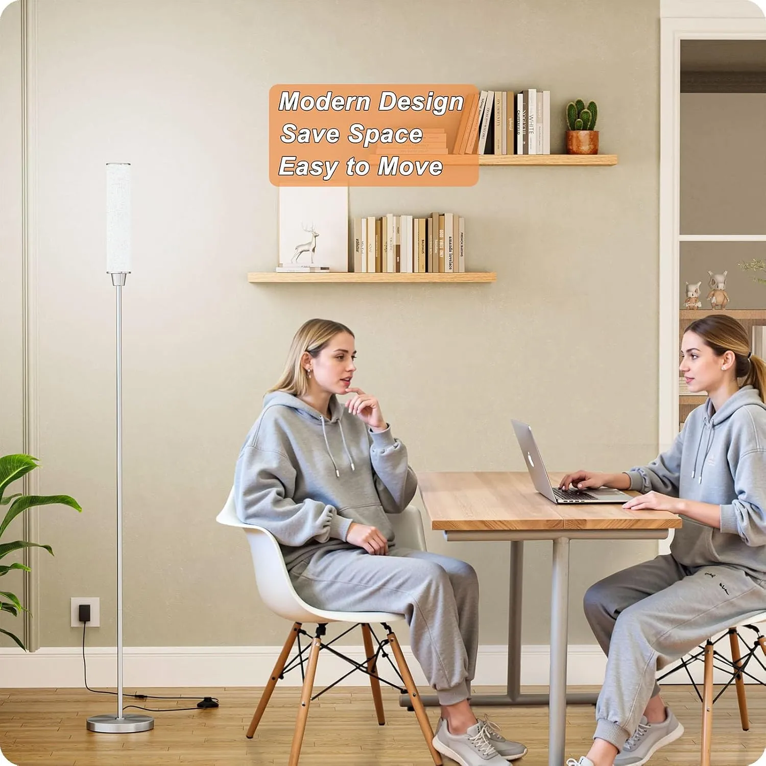 Floor Lamp with Remote Control,Floor Lamps for Living Room/Bedroom/Office, Stepless Adjustable 3000K-6000K Colors and 10-100% Brightness,Standing Light with Foot Switch (Nickel Beige Linen)