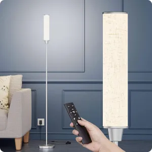 Floor Lamp with Remote Control,Floor Lamps for Living Room/Bedroom/Office, Stepless Adjustable 3000K-6000K Colors and 10-100% Brightness,Standing Light with Foot Switch (Nickel Beige Linen)