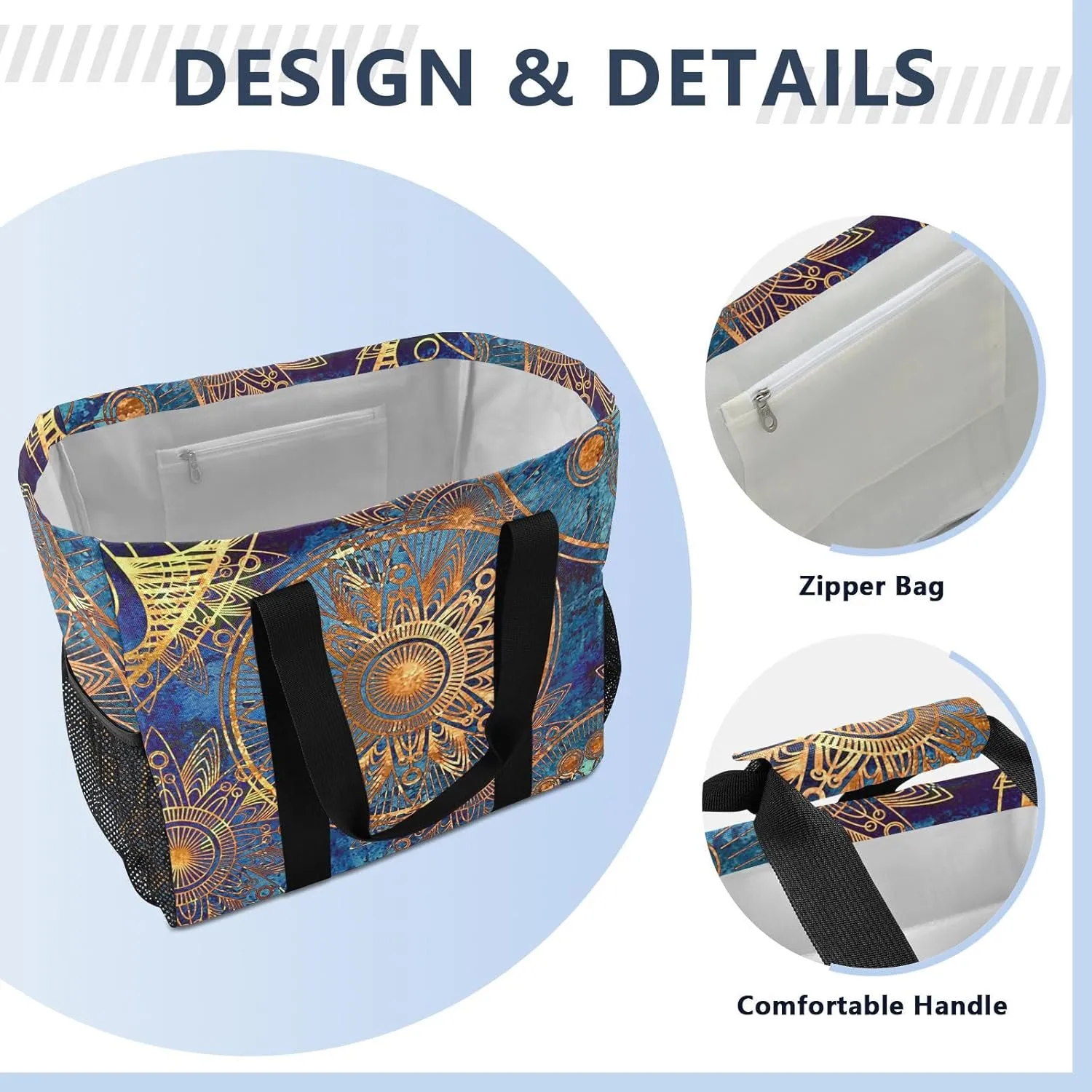 Foldable Grocery Reusable Tote Grocery Bag, Travel Canvas Shoulder Bags, Large Casual Laundry Pool Beach Bag