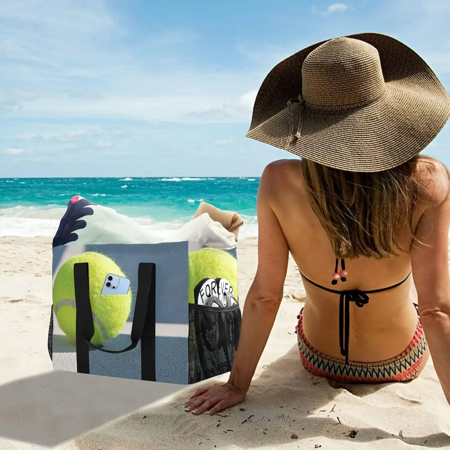 Foldable Grocery Reusable Tote Grocery Bag, Travel Canvas Shoulder Bags, Large Casual Laundry Pool Beach Bag