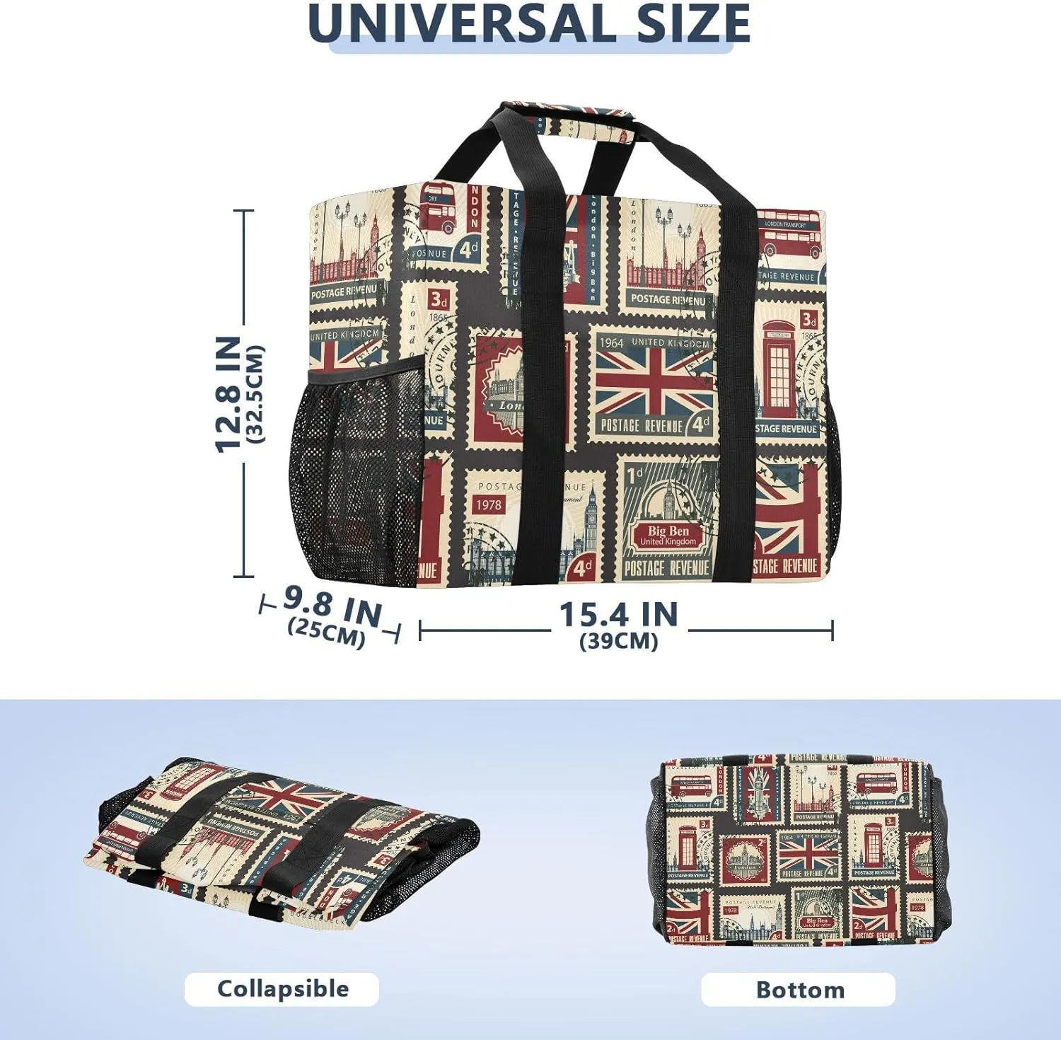 Foldable Grocery Reusable Tote Grocery Bag, Travel Canvas Shoulder Bags, Large Casual Laundry Pool Beach Bag