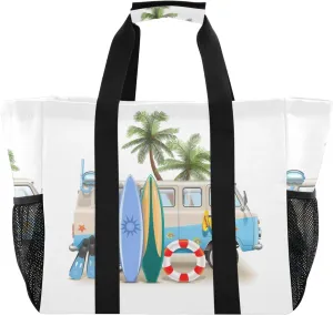Foldable Grocery Reusable Tote Grocery Bag, Travel Canvas Shoulder Bags, Large Casual Laundry Pool Beach Bag