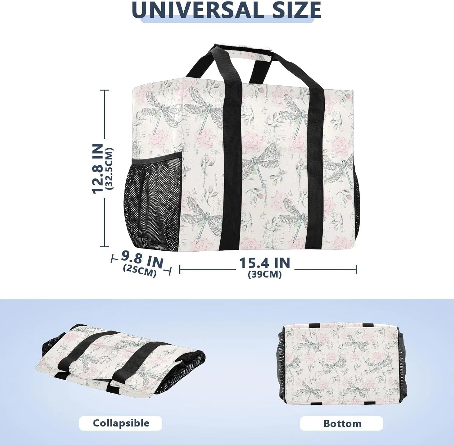 Foldable Grocery Reusable Tote Grocery Bag, Travel Canvas Shoulder Bags, Large Casual Laundry Pool Beach Bag