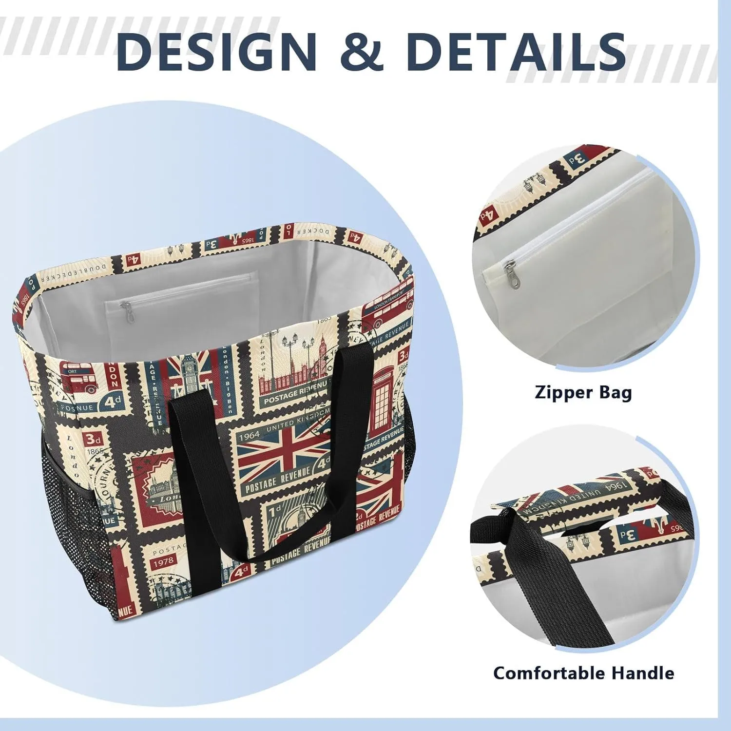 Foldable Grocery Reusable Tote Grocery Bag, Travel Canvas Shoulder Bags, Large Casual Laundry Pool Beach Bag