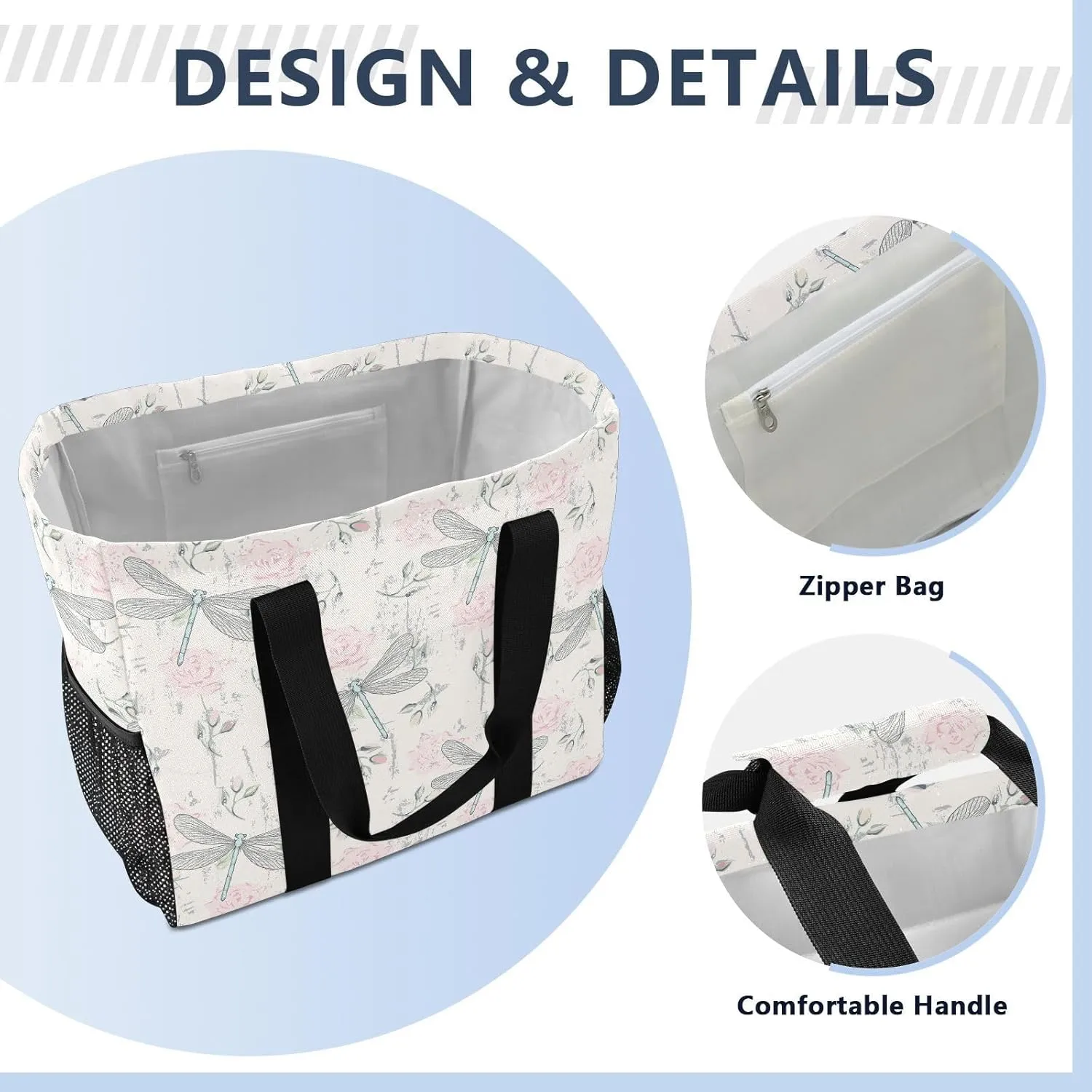 Foldable Grocery Reusable Tote Grocery Bag, Travel Canvas Shoulder Bags, Large Casual Laundry Pool Beach Bag