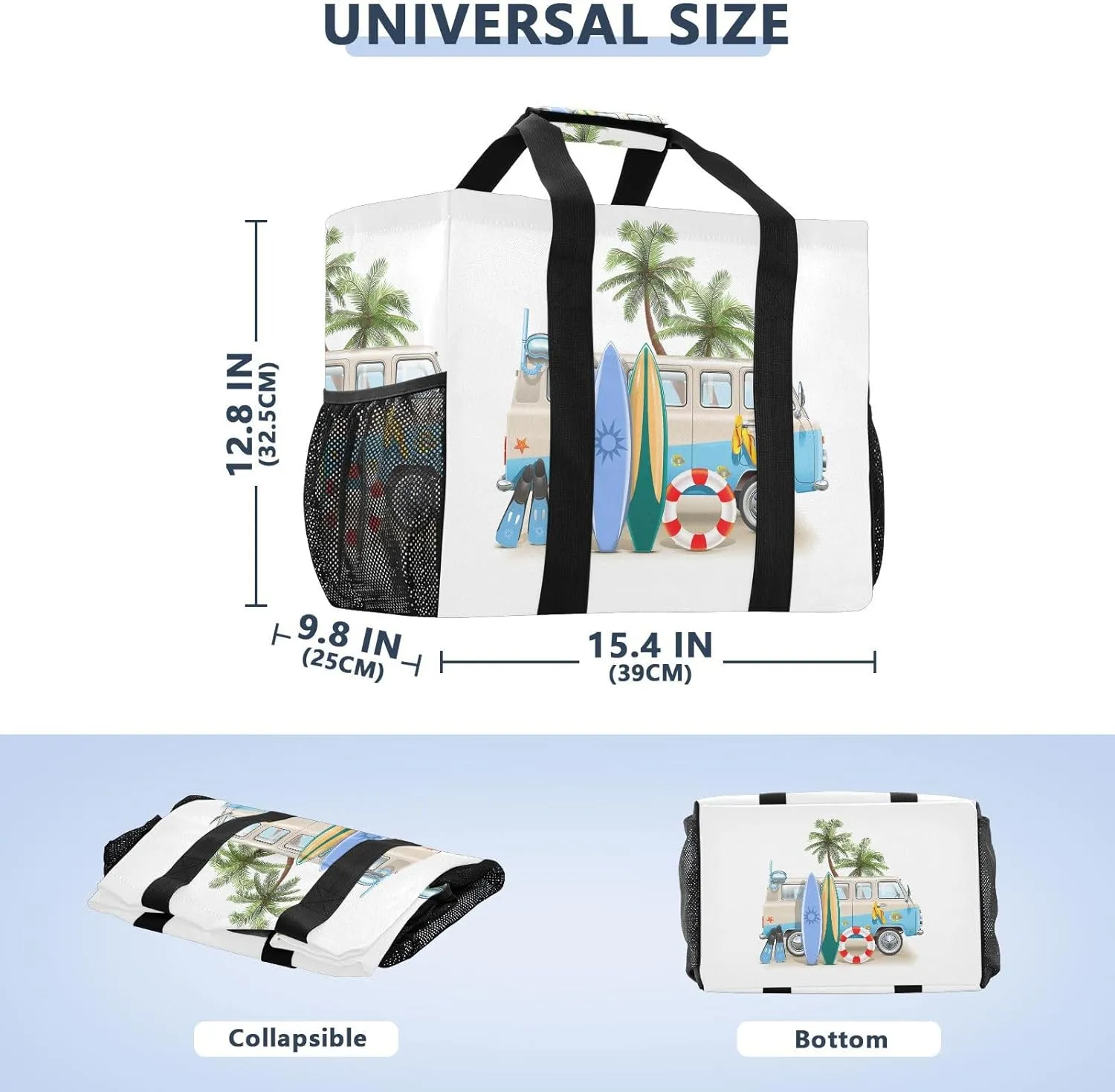 Foldable Grocery Reusable Tote Grocery Bag, Travel Canvas Shoulder Bags, Large Casual Laundry Pool Beach Bag