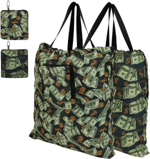 Foldable Travel Laundry Bag with Handle and Drawstring, 2 Pack Expandable Dirty Clothes Bags with Aluminum Carabiner and Zipper, Lightweight Laundry Hamper Liner for Travel, Camp, 20*19 inch