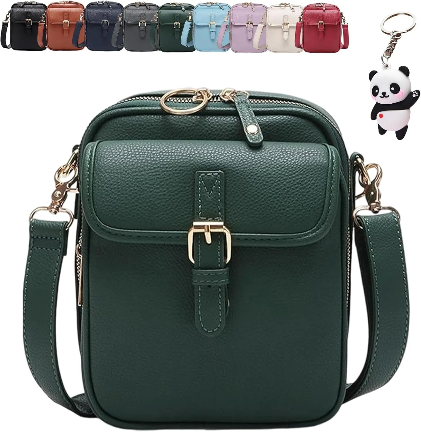 Forcipower Crossbody Leather Bag, Forcipower Large Capacity Anti-Theft Vintage Bag with 10 Card Slots