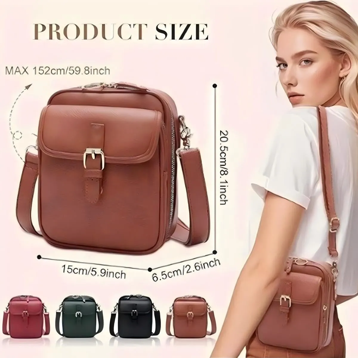 Forcipower Crossbody Leather Bag, Zealburst Crossbody Leather bag, Anti Theft leather bag, With Multiple Card Slots