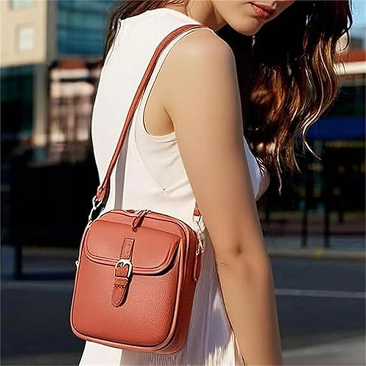 Forcipower Crossbody Leather Bag, Zealburst Crossbody Leather bag, Anti Theft leather bag, With Multiple Card Slots