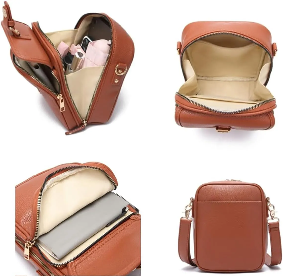 Forcipower Crossbody Leather Bag, Zealburst Crossbody Leather bag, Anti Theft leather bag, With Multiple Card Slots