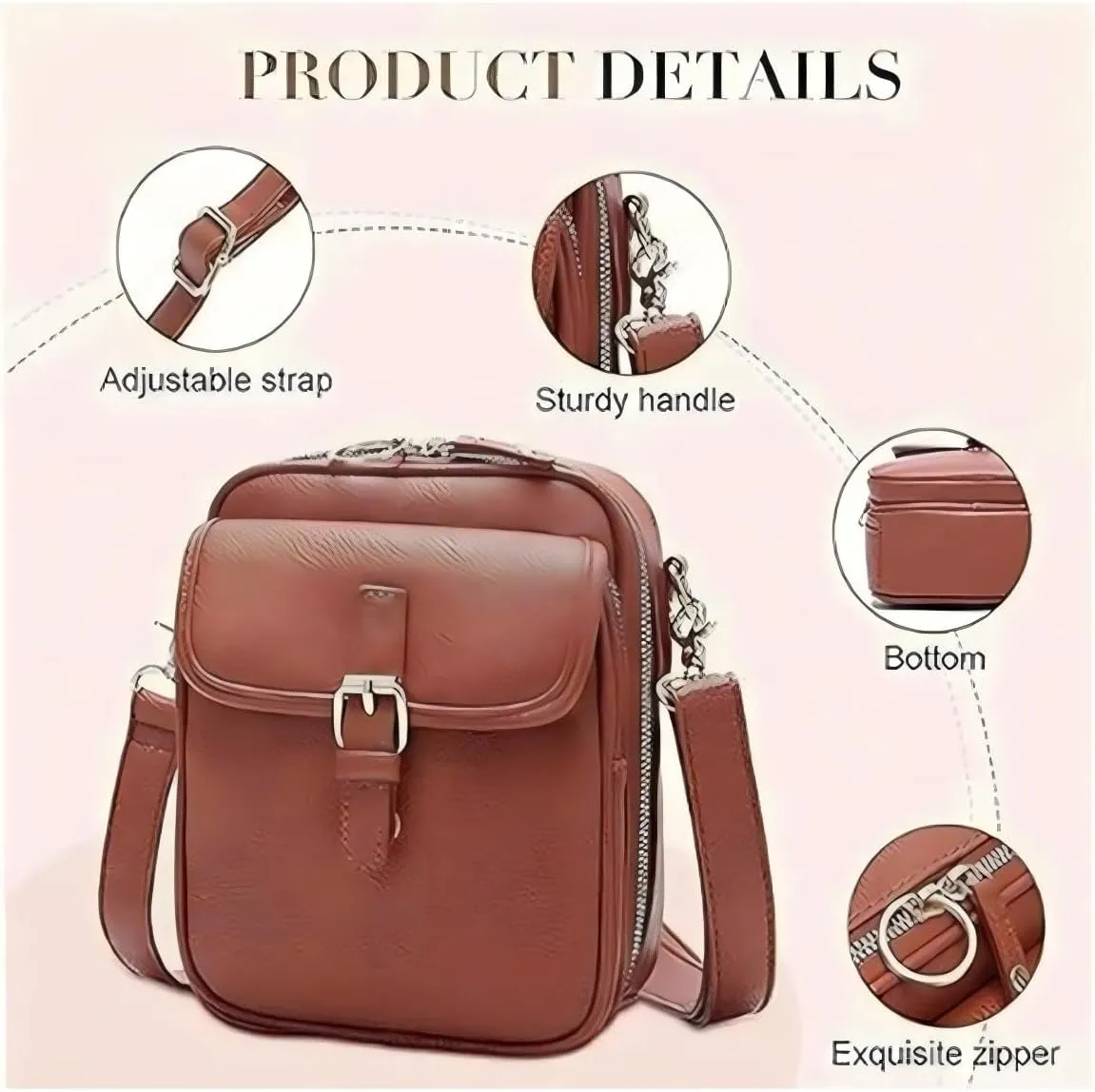 Forcipower Crossbody Leather Bag, Zealburst Crossbody Leather bag, Anti Theft leather bag, With Multiple Card Slots