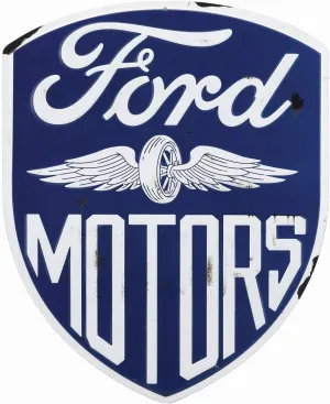 Ford Motors Embossed Metal Sign - Vintage Blue Ford Sign for Garage or Man Cave