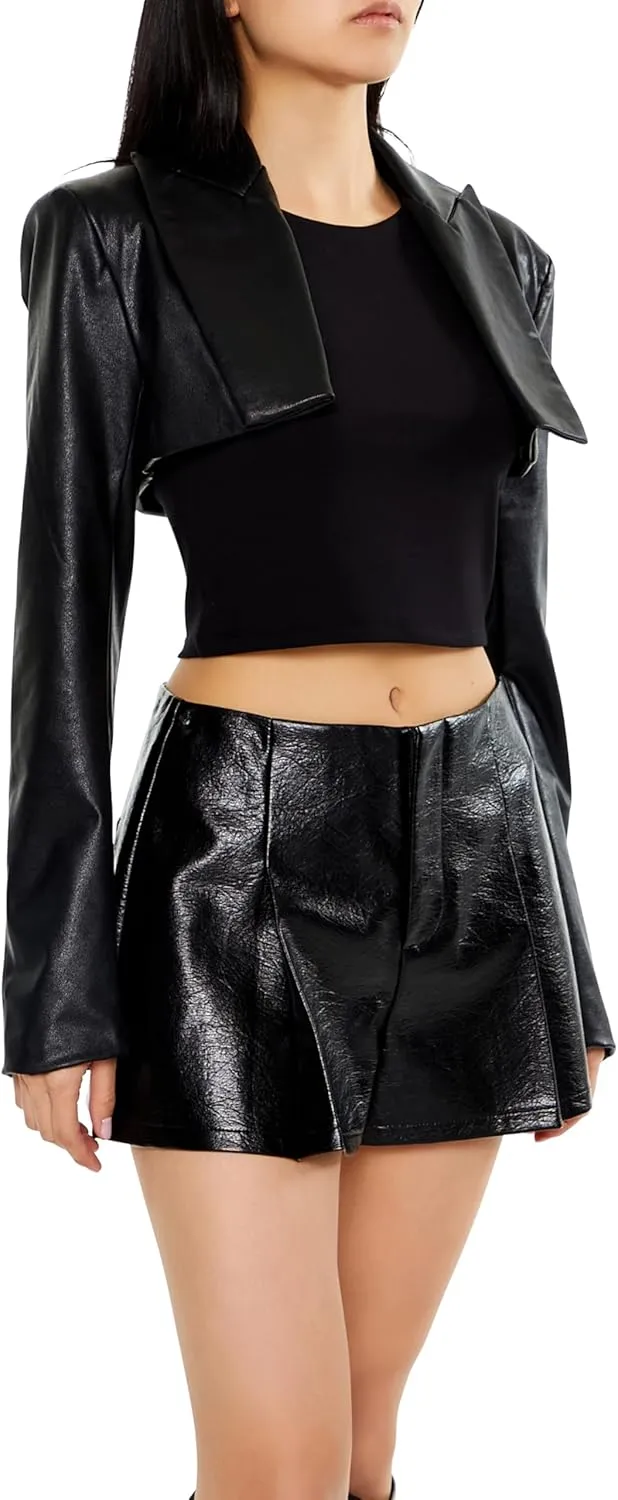 Forever 21 Women's Faux Leather Cropped Blazer