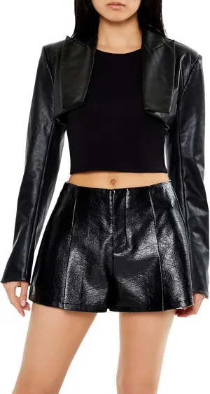 Forever 21 Women's Faux Leather Cropped Blazer