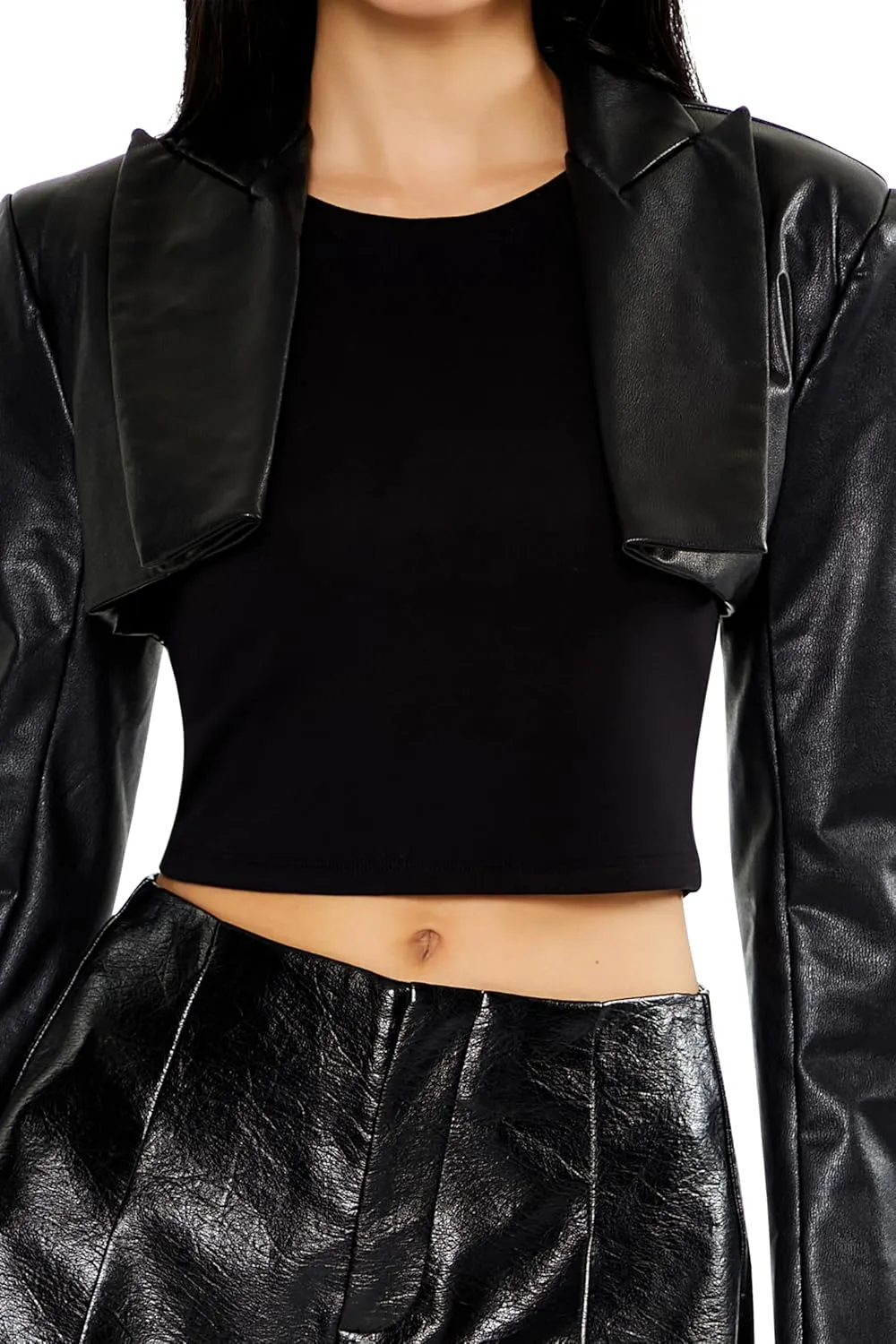 Forever 21 Women's Faux Leather Cropped Blazer