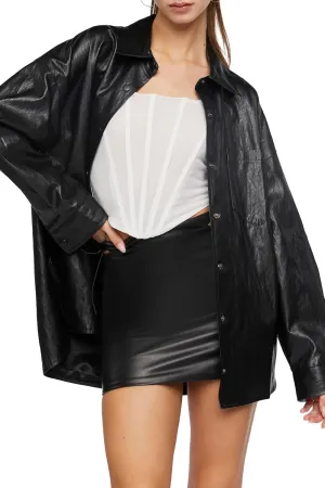 Forever 21 Women's Faux Leather Drop-Sleeve Shacket