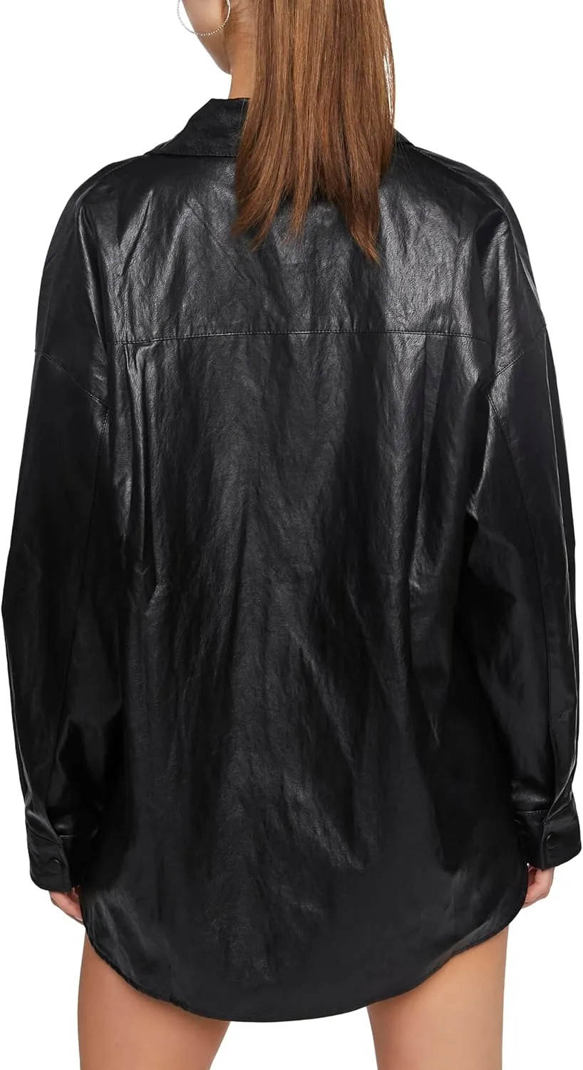 Forever 21 Women's Faux Leather Drop-Sleeve Shacket