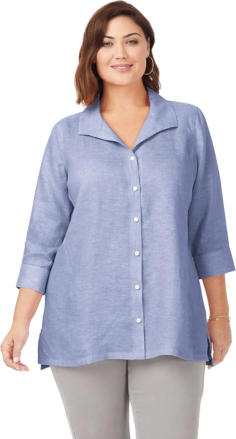 Foxcroft Women's Stirling 3/4 Sleeve Linen Tunic