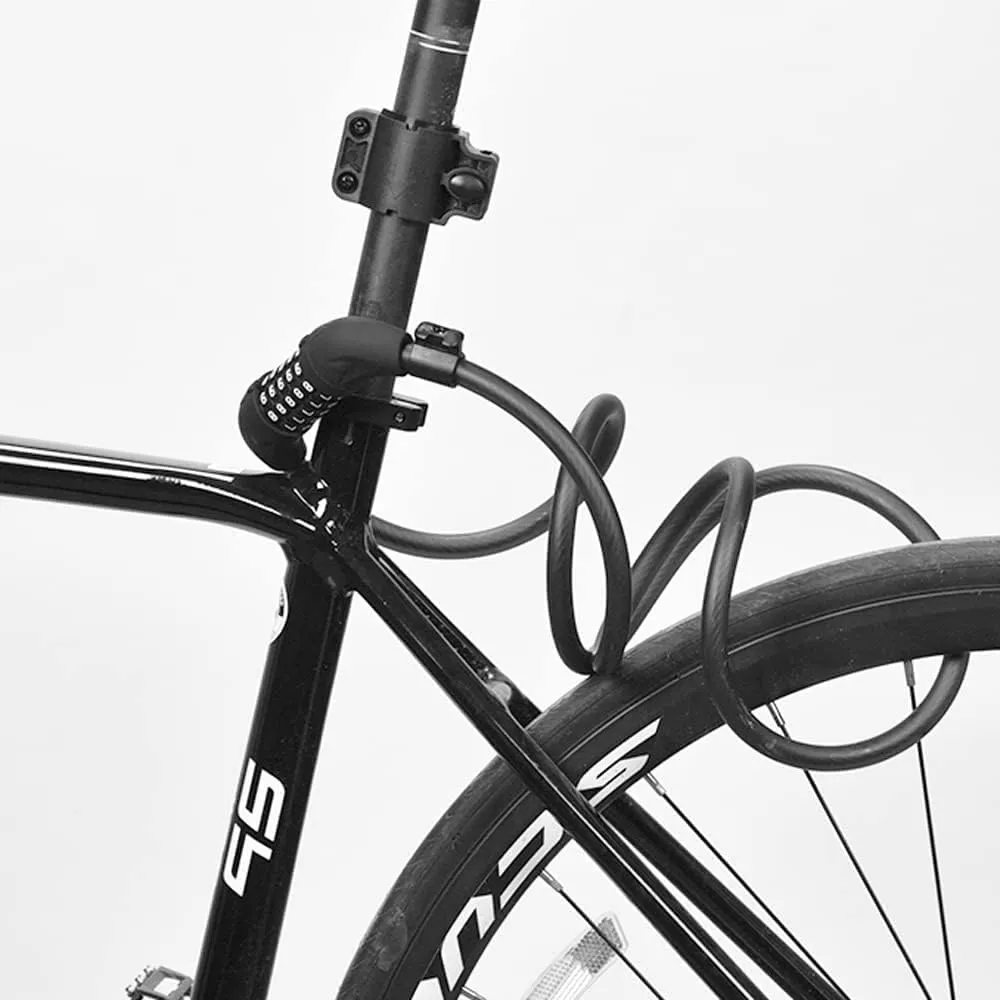Frame Bike Lock,Alloy Code Lock Buckle Lengthened Steel Cable Lock Anti-Theft Riding for Bicycles, Motorcycles, Mountain Bikes Anti-Theft Lock