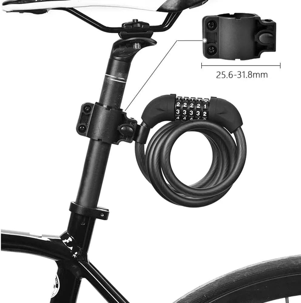 Frame Bike Lock,Alloy Code Lock Buckle Lengthened Steel Cable Lock Anti-Theft Riding for Bicycles, Motorcycles, Mountain Bikes Anti-Theft Lock