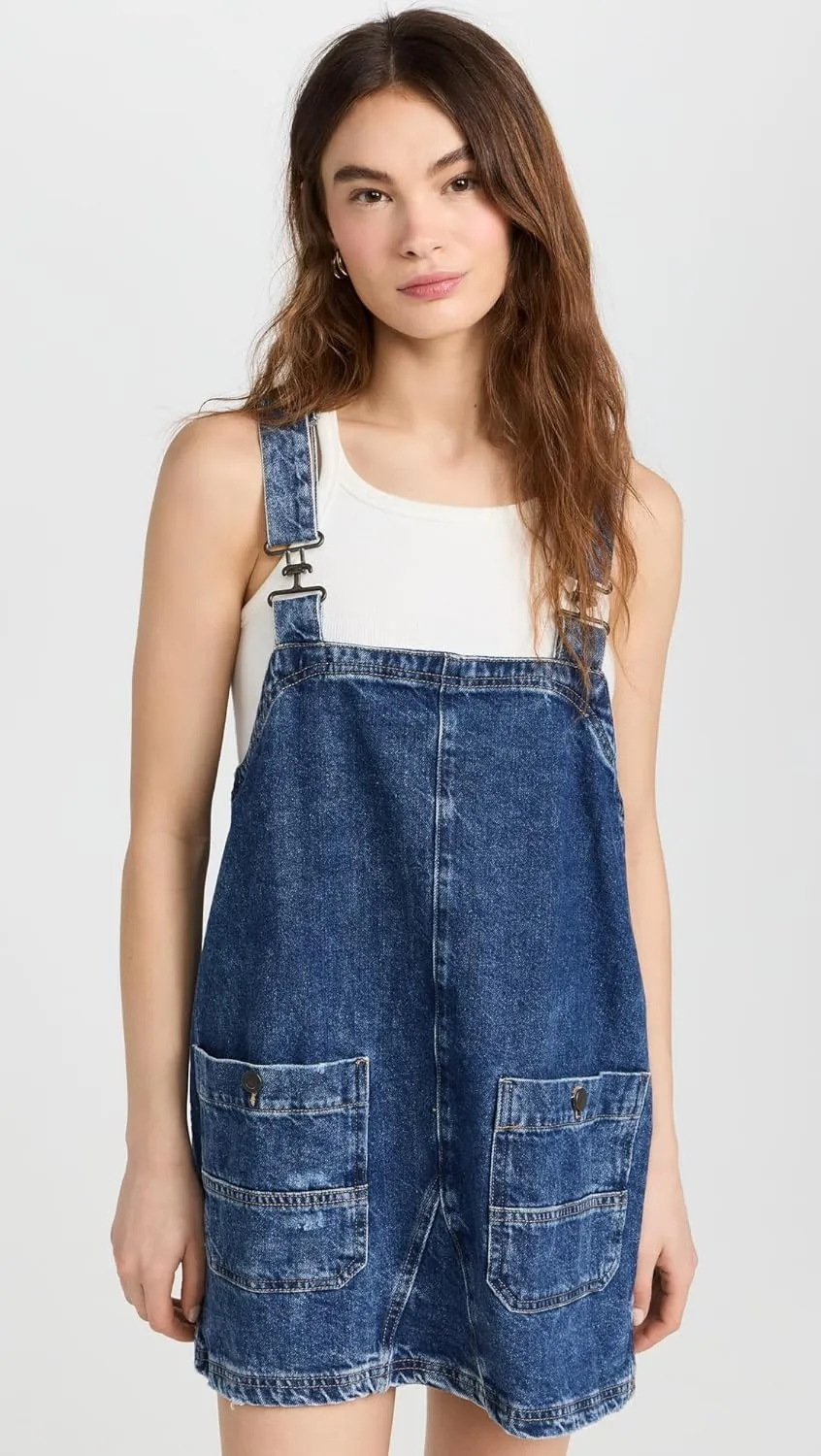 Free People Women's Smock Mini Dress Overalls
