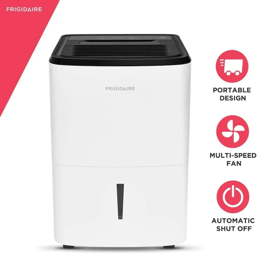 Frigidaire 35 Pint Dehumidifier, 3,000 Square Foot Coverage, 1.7 Gallon Bucket Capacity, Continuous Drain Option
