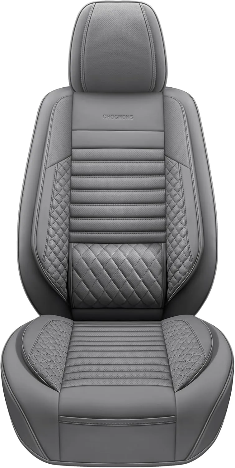 Full Coverage Front Set Seat Covers with Waterproof Leather,Lumber Support and Airbag Compatible,Universal Fit for Most SUVs, Trucks,and Sedans in Automotive Seat Covers