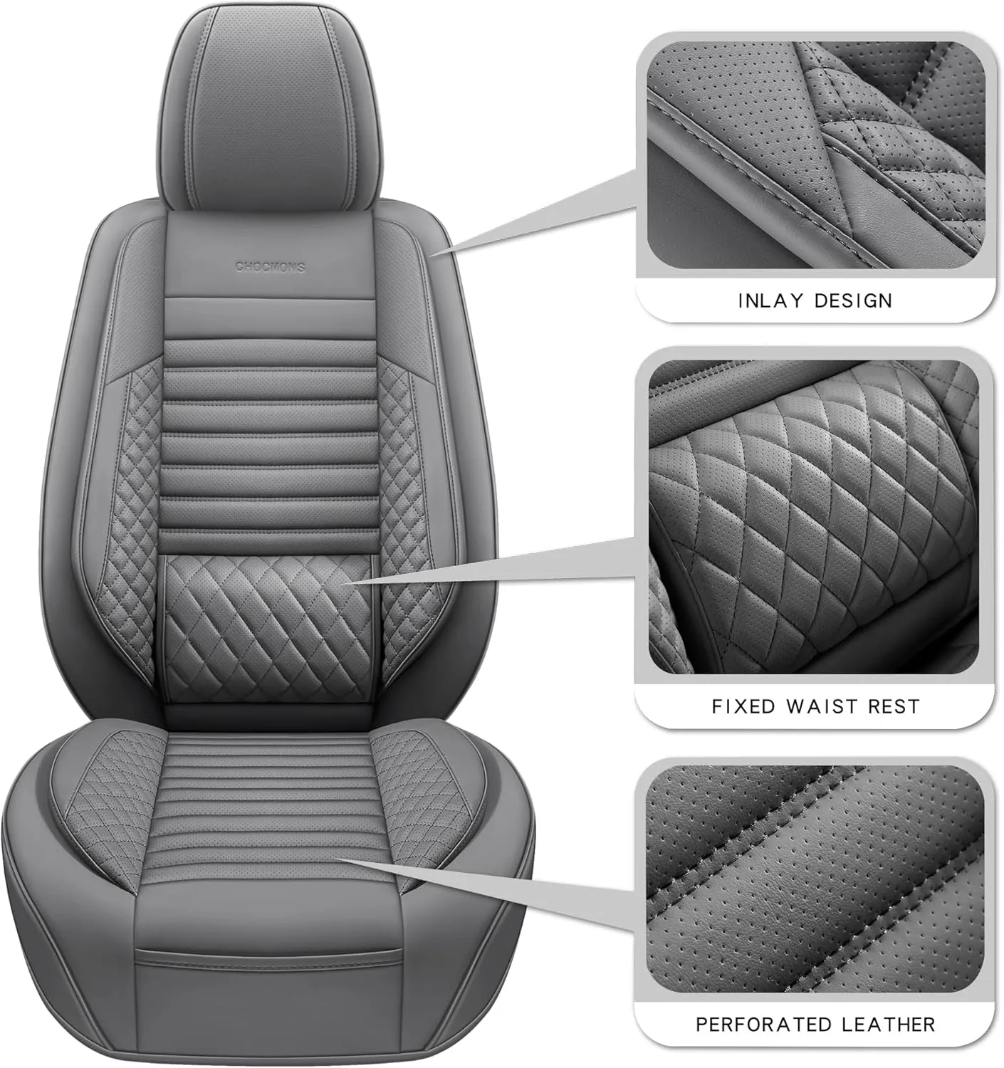 Full Coverage Front Set Seat Covers with Waterproof Leather,Lumber Support and Airbag Compatible,Universal Fit for Most SUVs, Trucks,and Sedans in Automotive Seat Covers