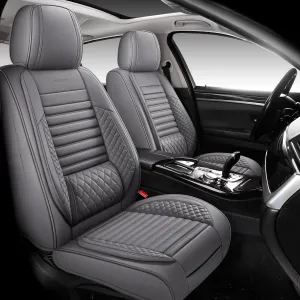 Full Coverage Front Set Seat Covers with Waterproof Leather,Lumber Support and Airbag Compatible,Universal Fit for Most SUVs, Trucks,and Sedans in Automotive Seat Covers