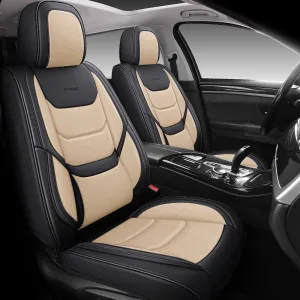 Full Coverage Front Set Seat Covers with Waterproof Leather,Lumber Support and Airbag Compatible,Universal Fit for Most SUVs, Trucks,and Sedans in Automotive Seat Covers
